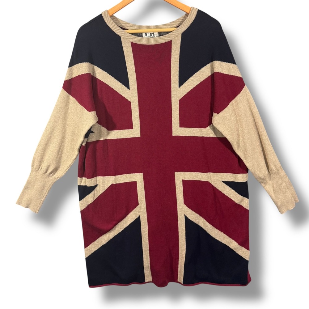 Alice by Temperley Patriotic Jumper Sweater Union Jack UK Slouchy L/One Size